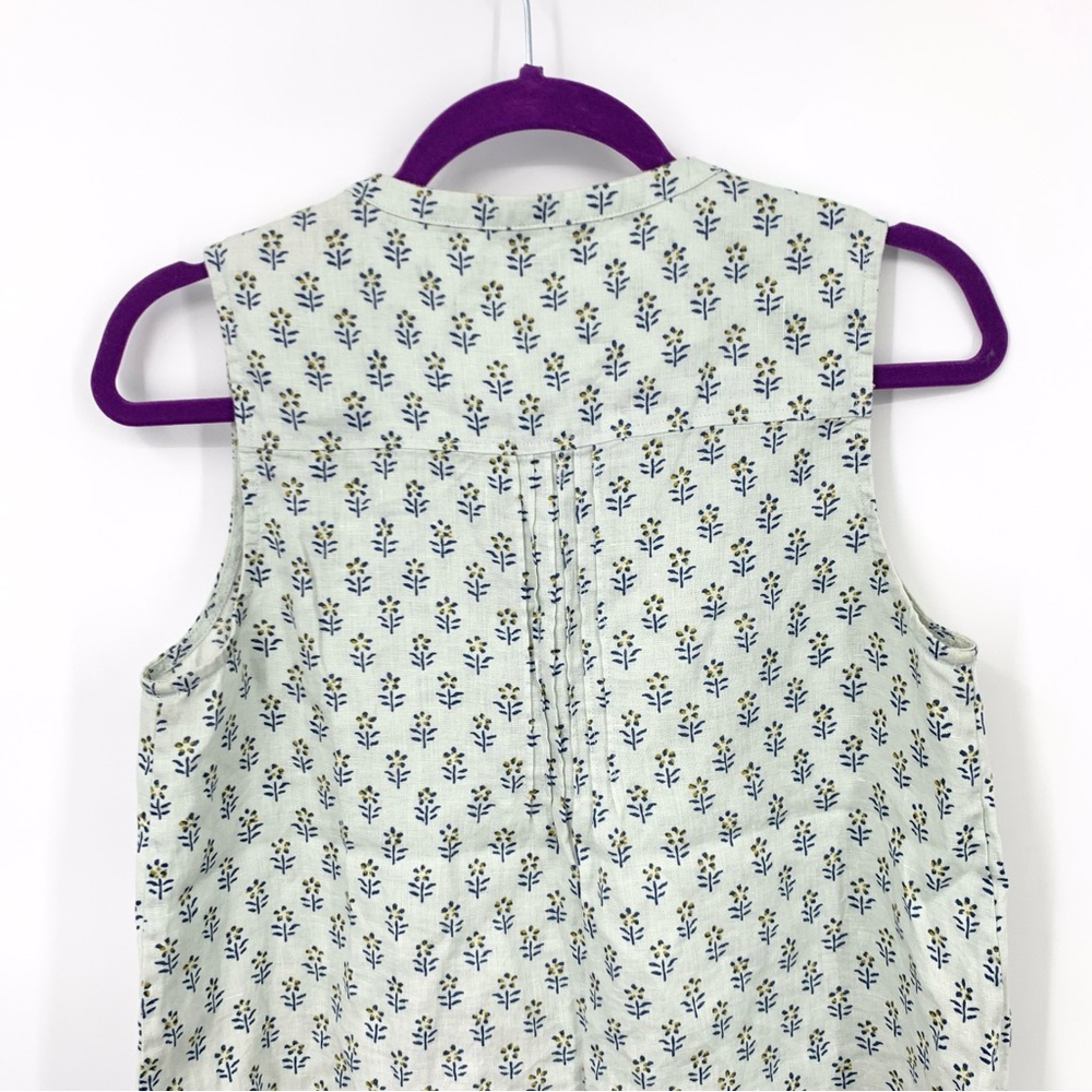 Faherty White Floral Pintuck Sleeveless Tank - Picture 5 of 7